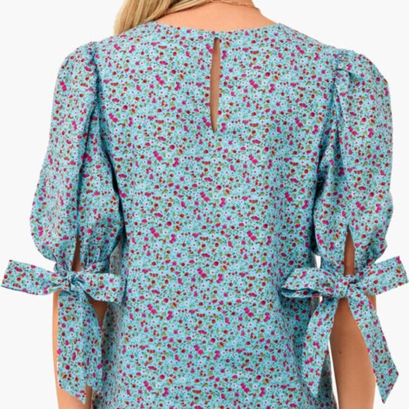 Tuckernuck Hyacinth House Blue Ditsy Floral Fiona Blouse size Small - Picture 4 of 9